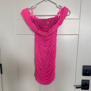 Vibrant Pink Ruched Dress